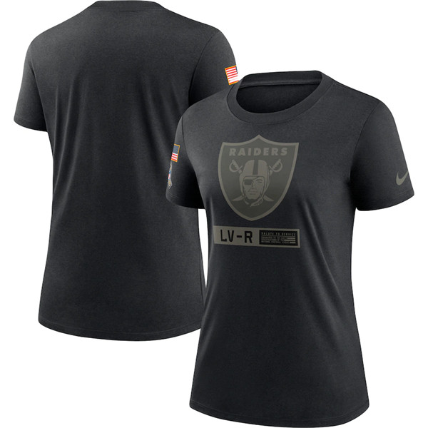 Women's Las Vegas Raiders 2020 Black Salute To Service Performance NFL T-Shirt (Run Small)
